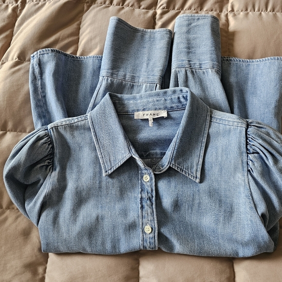 Frame Denim - Puff sleeve denim Voluminous top Size Medium. Excellent condition - Picture 4 of 10